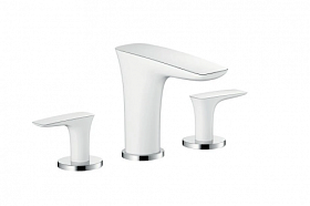 Смеситель для умывальника (раковины) Hansgrohe PuraVida 15073400 на раковину 3 отверстия хром/белый латунь