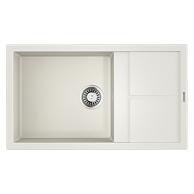 Мойка для кухни Omoikiri Sumi 86-WH 4993649 прямоуг. 86х50 глуб. 23см (толщ.10мм) вып. 3 1/2" (врезная) крыло универсал белая