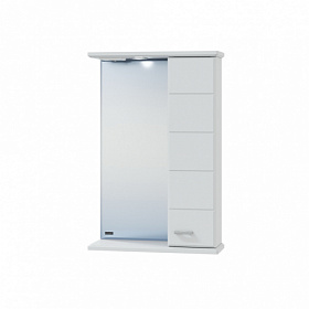 Зеркало-шкаф СаНта Омега 50 шкаф справа белое с полочкой LED подсветка 107002 Водяной