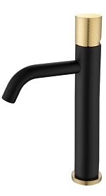 Смеситель для умывальника (раковины) Boheme Stick Black Touch Gold 122-BG.2 черный/золото латунь Водяной