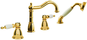 Смеситель для ванны/душа (короткий излив) Boheme Tradizionale Oro 395 на борт ванны на 4 отверстия золото латунь
