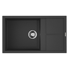 Мойка для кухни Omoikiri Sumi 86-BL 4993646 прямоуг. 86х50 глуб. 23см (толщ.10мм) вып. 3 1/2" (врезная) крыло универсал чёрная