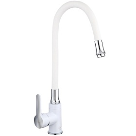 Смеситель для кухни (мойки) Frap H41 F4041 гибкий излив белый латунь