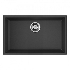 Мойка для кухни Omoikiri Tedori 66-U-BL 4993972 прямоуг. 66х42 глуб. 20см (толщ.10мм) вып. 3 1/2" (подстольная) чёрная