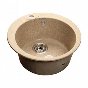 Мойка для кухни Granfest Rondo GF-R480-302 круглая 47,5х47,5 глуб. 20см вып. 3 1/2" (врезная) песочная
