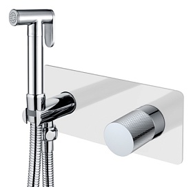 Смеситель для унитаза внеш. и скрытая часть (в сборе) Boheme Stick White Touch Chrome 127-WCR.2 с гигиеническим душем хром/белый латунь