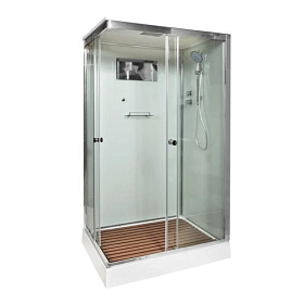 Душевая кабина 120х90х22 Dto K402S прямоугольная прозр.дверки хром проф. задн.стенки бел.стекло верхн.душ