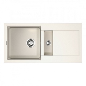 Мойка для кухни Omoikiri Sakaime 86-2-WH 4993129 прямоуг. 86х46,5 глуб. 22,4см (толщ.10мм) вып. 3 1/2" (врезная) крыло универсал белая