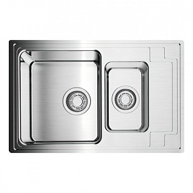 Мойка для кухни Omoikiri Mizu 78-2-IN 4973731 прямоуг. 78х48 глуб. 21см (толщ.0,9мм) вып. 3 1/2" (врезная) крыло универсал PVD нержавеющая сталь