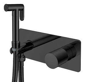 Смеситель для унитаза внеш. и скрытая часть (в сборе) Boheme Stick Touch Matt Black 127-BB.2 с гигиеническим душем чёрный латунь
