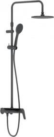 Душевая стойка с верхней тропической лейкой и смесителем для душа Damixa Jupiter 977780300 чёрная круглая