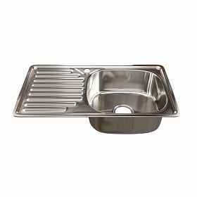 Мойка для кухни Mixline 530530 прямоуг. 76х42 глуб. 16см (толщ.0,6мм) вып. 3 1/2" (врезная) крыло слева хром