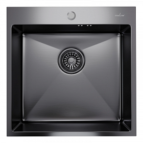 Мойка для кухни Mixline Pro 547230 квадратная 50х50 глуб. 20см (толщ.3мм) вып. 3 1/2" (врезная) PVD чёрный графит