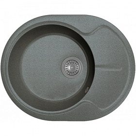 Мойка для кухни Dr.Gans Берта 620 25.040.B0620.407 овальная 62х49 глуб. 20см вып. 3 1/2" (врезная) крыло универсал чёрная