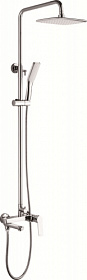 Душевая стойка с верхней тропической лейкой и смесителем для ванны/душа (короткий излив) Ledeme L2414 Водяной