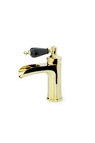 Смеситель для умывальника (раковины) Boheme Vogue Black Swarovski 211-BSW каскадный излив золото латунь