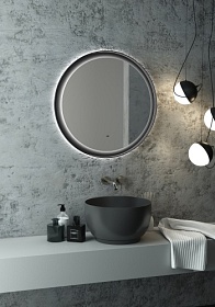 Зеркало Континент Planet Black Led 70 черное LED подсветка ЗЛП1188