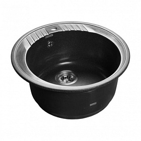 Мойка для кухни Granfest Rondo GF-R520-308 круглая 52х52 глуб. 20см вып. 3 1/2" (врезная) чёрная