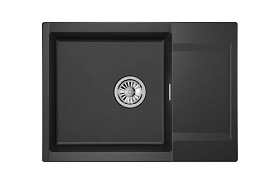 Мойка для кухни Granula Estetica ES-7003 чёрный прямоуг. 70х50 глуб. 20см вып. 3 1/2" (накладная) крыло универсал чёрная
