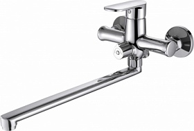 Смеситель универсальный (для ванны и раковины с длинным изливом) Bravat Opal F6125183CP-02L-RUS хром латунь
