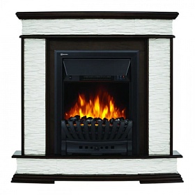 Портал для электрического камина Firelight Scala Classic камень сланец скалистый белый, шпон тёмный дуб напольный