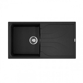 Мойка для кухни Omoikiri Yasugata 100-BL 4993844 прямоуг. 100х50 глуб. 21см (толщ.10мм) вып. 3 1/2" (врезная) крыло универсал чёрная Водяной
