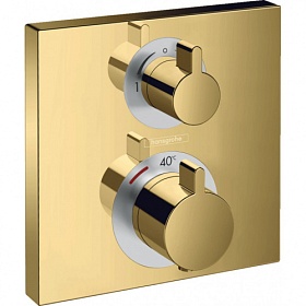 Смеситель для душа термостат (внешняя часть) Hansgrohe Ecostat Square 15714990 золото латунь
