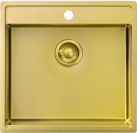 Мойка для кухни TopZero TNL/R10 ColorX TNL 540 GOLD квадратная 54х52 глуб. 19,5см (толщ.1,2мм) вып. 3 1/2" (врезная, подстольная) золото