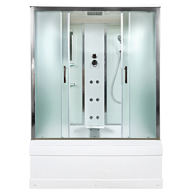 Душевая кабина 170х90х220 Dto EM4517GM прямоугольная рифленые дверки хром проф. задн.стенки бел.стекло верхн.душ, гм вертик.,ванна