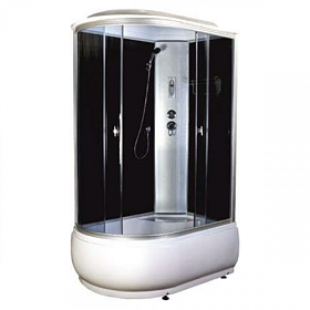 Душевая кабина 120х80х220 Aquapulse Aquacubic 4006C R grey black асимметричная (правая) тёмн.тонир.дверки мат.хром проф. задн.стенки черное стекло ве