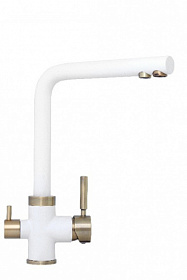 Смеситель для кухни (мойки) TopZero Prime Alphons Ice-07 BR с переключ.для фильтра питьевой воды белый латунь Водяной