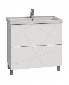 Тумба под раковину Vigo Geometry 80 напольная 2 выдв.ящ. белая tn.GEO.9696.80.2Y