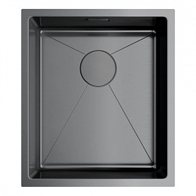 Мойка для кухни Omoikiri Taki 38-U/IF-GM 4973106 прямоуг. 38х44 глуб. 20см (толщ.1,2мм) вып. 3 1/2" (универсальная) PVD вороненая сталь