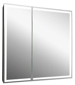 Зеркало-шкаф Континент Mirror Box Led 80x80 черное LED подсветка МВК052