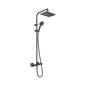 Душевая стойка с верхней тропической лейкой и смесителем для душа Hansgrohe Vernis Shape 26286670 термостат хром круглая