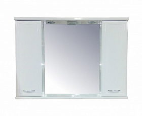 Зеркало-шкаф Loranto Коралл 100 белое с полочкой подсветка CS00040227 Водяной