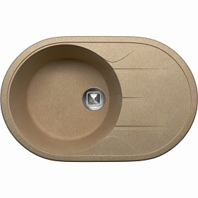 Мойка для кухни Tolero Classic R-116.101 овальная 77,5х51 глуб. 20см вып. 3 1/2" (врезная) крыло универсал бежевая