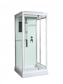 Душевая кабина 90х90х217 River Tana 90 10000000930 квадрат прозр.дверки белый проф. задн.стенки бел.стекло верхн.душ