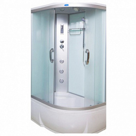 Душевая кабина 120х80х215 Водный Мир Comfort ВМ-8802-L-Comf WT асимметричная (левая) тёмн.тонир.дверки мат.хром проф. задн.стенки бел.стекло верхн.ду