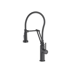 Смеситель для кухни (мойки) Aquatek Европа AQ1388MB гибкий излив чёрный латунь Водяной
