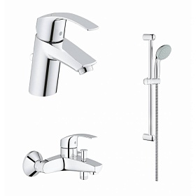 Набор смесителей для ванны/душа и умывальника Grohe Eurosmart 124446 3 в 1 хром латунь