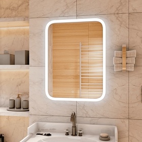 Зеркало Континент Glamour Led 60x80 белое с подогревом LED подсветка ЗЛП130 Водяной