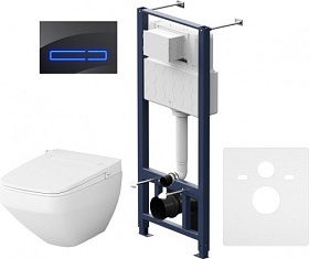 Унитаз AM.PM Inspire V2.0 FlashClean безободковый смыв с инсталляцией (комплект) сид.дюр. микролифт, кнопка Touch Pro чёрная IS450A38.CCC50A