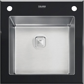 Мойка для кухни Tolero Ceramic Glass TG-500.001 квадратная 50х50 глуб. 20см вып. 3 1/2" (врезная) чёрная