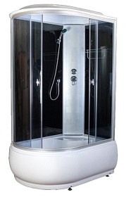 Душевая кабина 120х80х220 Aquapulse Aquacubic 4006D R grey black асимметричная (правая) тёмн.тонир.дверки мат.хром проф. задн.стенки черное стекло ве