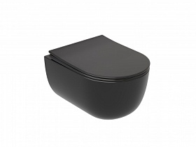Унитаз подвесной Ceramica Nova Modena безободковый смыв чёрный сид.дюр. микролифт CN6063MB Водяной