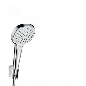 Душевая лейка с шлангом и держателем Hansgrohe Croma Select E Vario 26425400 белая/хром