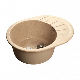 Мойка для кухни Granfest Rondo GF-R580L-302 овальная 57,9х44,5 глуб. 20см вып. 3 1/2" (врезная) крыло универсал песочная