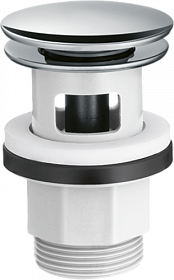 Донный клапан для умывальника и биде Hansgrohe 1 1/4" с переливом 50105000 Push-Open, хром