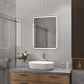Зеркало Континент Russo Led 50x70 белое LED подсветка ЗЛП3031